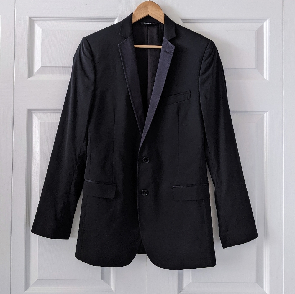 Dolce & Gabbana Black Wool & Silk Blazer Martini Fit Suit Jacket | Size 46